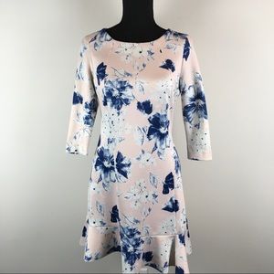Zara Basics pink and blue floral dress